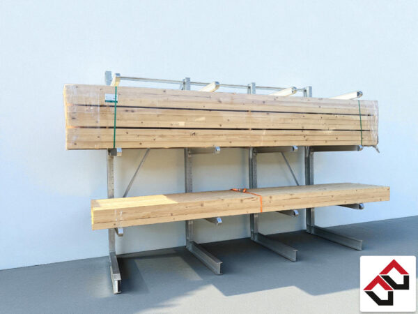 Kragarmregal, einseitig (feuerverzinkt) Höhe: 4,20 m ; Armtiefe 1,50 m