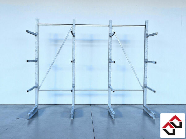 Kragarmregal LEICHT, einseitig 4 Ständer Höhe: 2,50 m ; Fuß- und Armtiefe 0,80 m