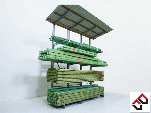 Kragarmregal mit Dach, einseitig (feuerverzinkt) Höhe: 4,20 m ; Armtiefe 1,20 m